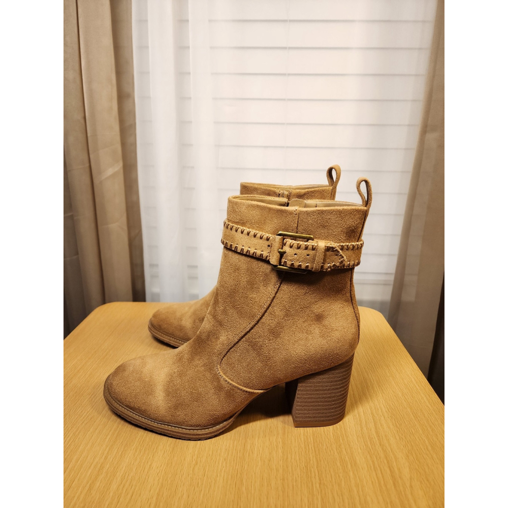 Zodiac Modern Western Ridding Biker Ankle Boots Bootie SZ 10 M Microsuede Tan - Picture 5 of 12